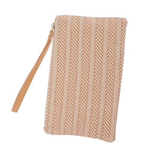 CATIEBYE Geflochtene Damen Clutch mit Reißverschluss Kleine Strohhandtasche Leicht und Kompakt für Sommer Strand Freizeit Portemonnaie für Münzen und Karten von CATIEBYE