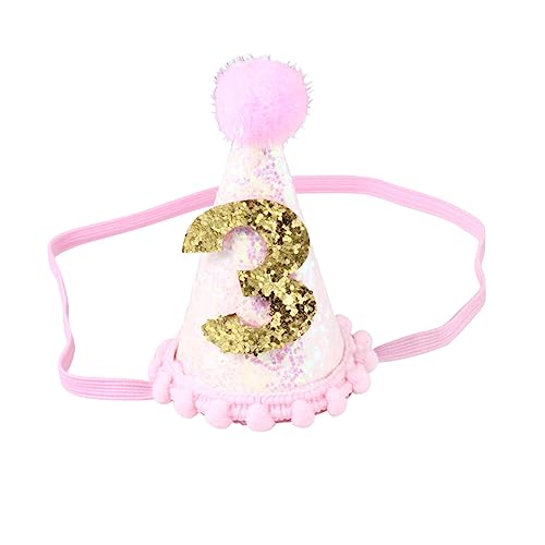 CATIEBYE Niedlicher Plüschballhut Foto-Requisiten für die Geburtstagsparty eines 3-jährigen Babys mit elastischer Schnur von CATIEBYE