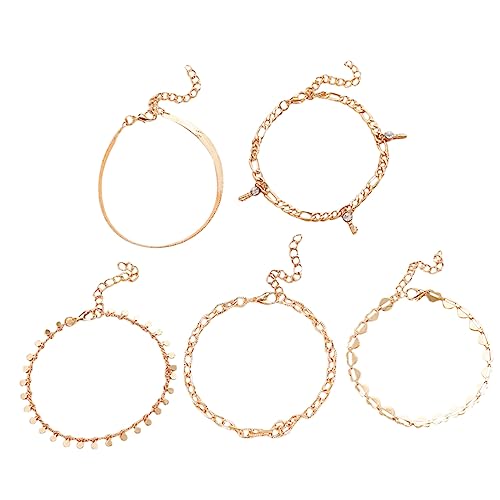 CATIEBYE Goldene Damen Fußkette mit Herzanhänger Legierung Knöchel Armband Verstellbare Leichte Fußkettchen Schmuck für Strand Alltag und von CATIEBYE