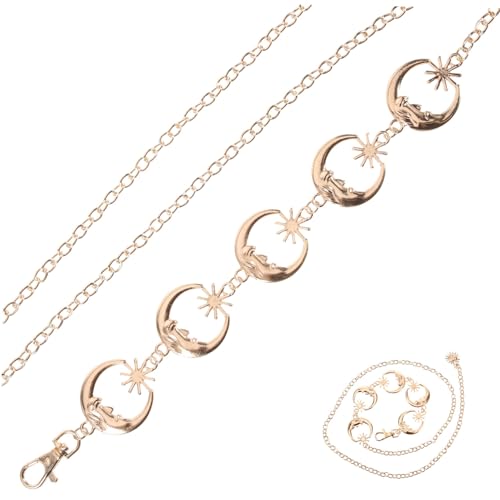 CATIEBYE Goldene Verstellbare Metall Waistchain mit Mond und Sternmotiven Modisches Damen Accessoire Langlebiger Körper Schmuckgürtel für Alltag und Festlichkeiten von CATIEBYE