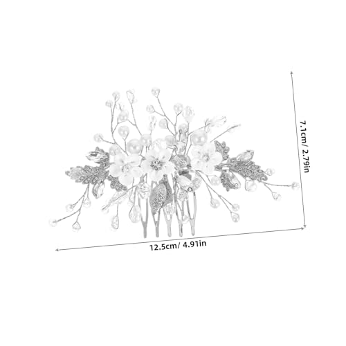 CATIEBYE Handgefertigter Braut Haarkamm mit Weißen Kunstblumen und Kristallperlen Eleganter Steckkamm für Hochzeitsfrisuren Vielseitiger Strass Haarschmuck für Braut und Brautjungfern von CATIEBYE