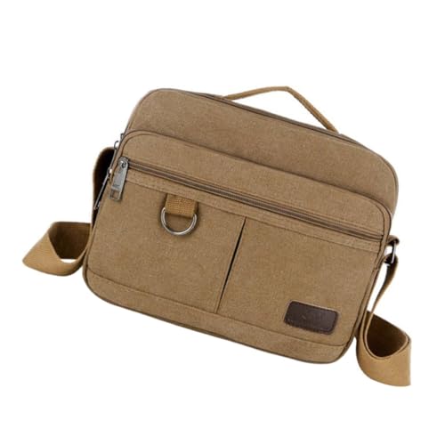 CATIEBYE Herren Crossbody Bag aus Robustem Canvas Große Kapazität Lässige Umhängetasche für Alltag und Freizeit Vielseitige Schultertasche in Khaki Modisches Design für Schule und Reisen von CATIEBYE