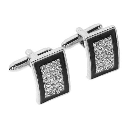 CATIEBYE Herren Manschettenknöpfe mit Tropfen Öl und Kristallbesatz Modisch Französisches Design Rechteckig Schwarze Business Hemd Accessoires für Hochzeit Party Jahrestag von CATIEBYE