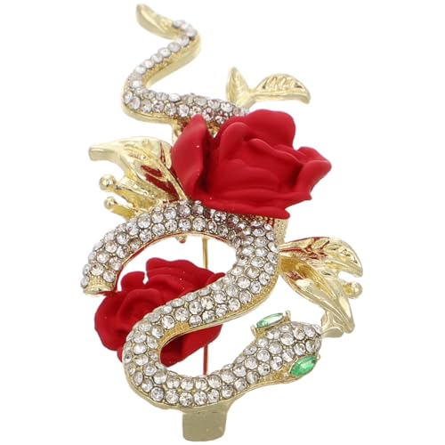 CATIEBYE Vintage Rosenbrosche für Damen Schlangenbrosche Metall Blumenbrosche Multifunktionaler Schalclip Stilvolles Accessoire für Mäntel und Rucksäcke von CATIEBYE