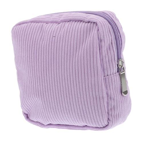 CATIEBYE Kleine Corduroy Kosmetiktasche für Damen Mini Make Up Organizer mit Mehreren Fächern Tragbare Aufbewahrungstasche für Slipeinlagen Münzen und Hygieneartikel Praktischer Täschchen von CATIEBYE
