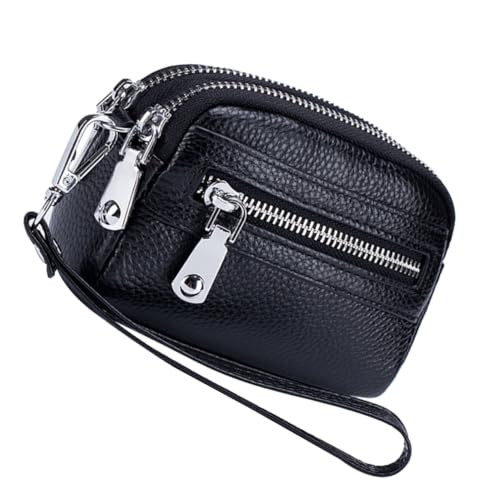 CATIEBYE Kleine Damen Geldbörse aus Echtem Multifunktionales Leichtes Portemonnaie mit DREI Reißverschlussfächern für Kleingeld Karten und Scheine Kompakt und Tragbar für Alltag und von CATIEBYE