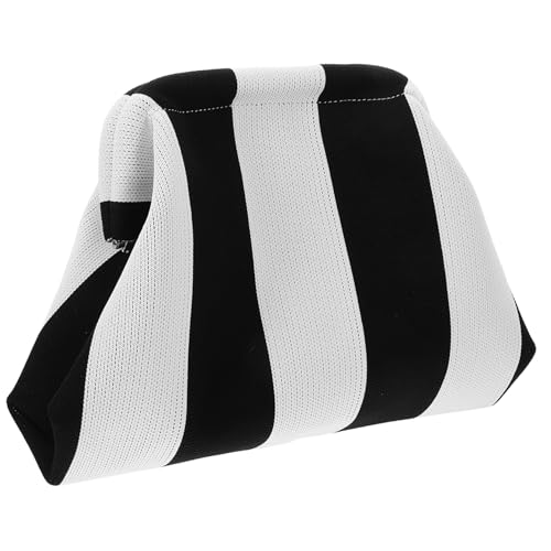 CATIEBYE Kleine Dekorative Kosmetiktasche Für Damen Praktische Make-up Aufbewahrungstasche Für Reisen Große Kapazität Robustes Material Elegantes Design Weiß-schwarz Gestreift von CATIEBYE
