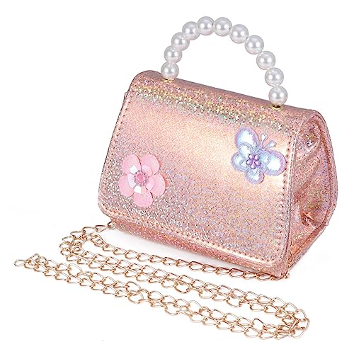 CATIEBYE Goldene Mini-Handtasche Mit Perlen Und Blumenmuster Abnehmbarem Schultergurt Leichtem Design Für Junge Mädchen Geeignet Als Umhängetasche Oder Handtasche von CATIEBYE