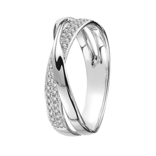 CATIEBYE X-förmiger Ring Für Frauen Aus Kupfer Eleganter Schmuckring Strassring Für Mädchen Kreativer Fingerring Modegerechter Damenring von CATIEBYE