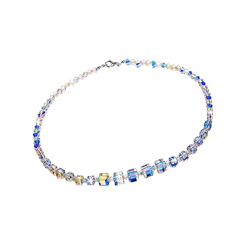 CATIEBYE Kristallhalskette Damen Elegant Modisch Langlebig Clavicle Kette mit Funkelndem Vielseitiger Halsschmuck für Party Urlaub Strand und Besondere Anlässe von CATIEBYE