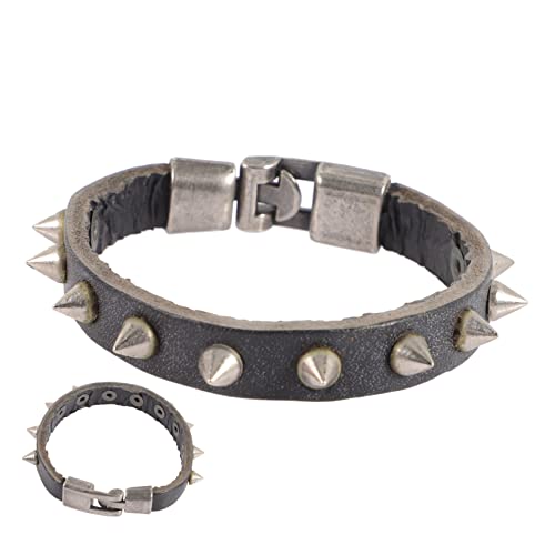CATIEBYE Lederspiked Armband für Herren Verstellbares Punk Armband mit Einzigartigem Nietdesign Langlebig für Biker zu Besonderen von CATIEBYE