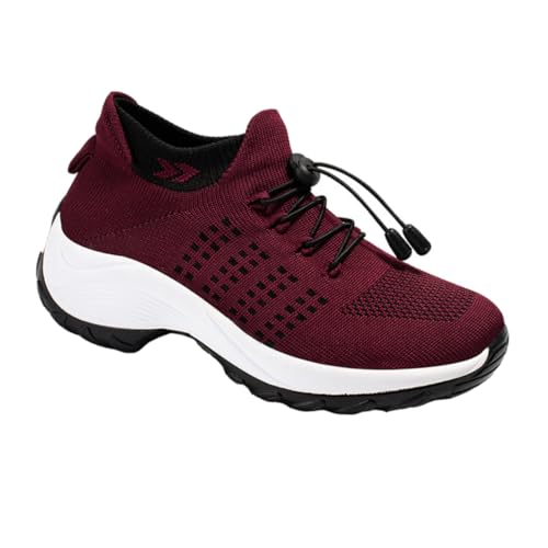 CATIEBYE Leichte Damen Sneakers Frühling Sommer Gestrickte Laufschuhe Atmungsaktiv Anti rutsch Freizeit Sportschuhe Bequeme Elastische Schuhe für Outdoor Laufen Tanzen Alltag von CATIEBYE