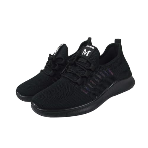 CATIEBYE Leichte Damen Sportschuhe aus Atmungsaktivem Mesh rutschfeste Lauf und Freizeitschuhe Elastische Sohlen für Langanhaltenden Komfort Geeignet für Outdoor Running und Alltag Schwarz von CATIEBYE