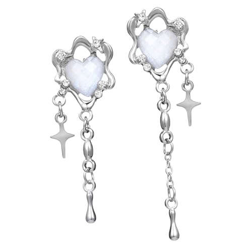 CATIEBYE Leichte Langlebige Damen Ohrringe Herz Anhänger mit Stern Design Statement Dangle Ohrringe für Alltag Party Hochzeit und Geeignet von CATIEBYE