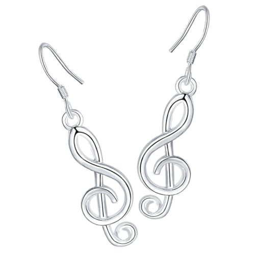 CATIEBYE Minimalistische Musiknote Ohrstecker Damen Leichte Ohrhänger ohne Ohrlöcher Modische Statement ohrringe für Alltag und Besondere Anlässe Weiße Platinfarbe Langlebig und von CATIEBYE