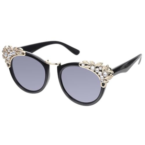 CATIEBYE Modische Cat Eye Sonnenbrille Damen mit Strassverzierung Vintage Look UV Schutz für Party Strand Urlaub Alltag von CATIEBYE