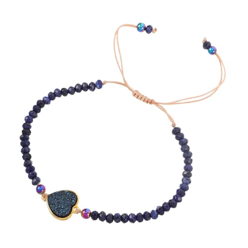 CATIEBYE Natursteinarmband Armbänder Perlen Bettelarmband Schmuck Herren Einzigartiges Armband Hämatitarmband Handgewebtes Armband Kristallperlenarmband Kettenarmband Seil Blau von CATIEBYE