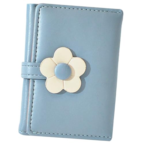 CATIEBYE Niedliche Schülergeldbörse aus Blauem PU Kleine Dreifach Faltbare Münzgeldbörse für Dekorative Brieftasche mit Kartenfächern Leicht und Tragbar Modisches Portemonnaie für Mädchen von CATIEBYE