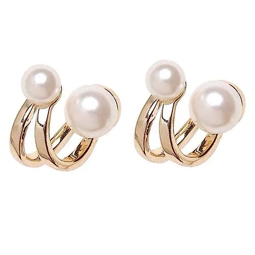 CATIEBYE Ohrclip Perle Damen Ohrklemme Clip Perlenohrringe Ohrmanschette Schmuck für Frauen Alltag Hochzeit Party von CATIEBYE