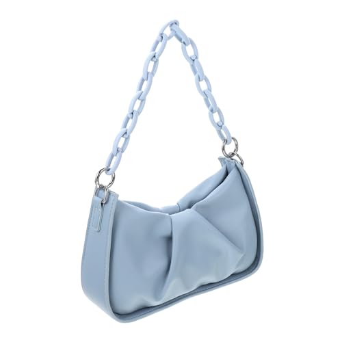 CATIEBYE PU Ledertasche Damen Schultertasche Elegant mit Kette Outdoor Freizeit Umhängetasche für Arbeit Shopping Party Stilvolle Unterarmtasche Blau Weiches Material Vielseitig für Alltag von CATIEBYE
