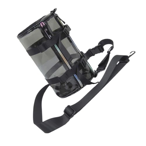 CATIEBYE PVC Schultertasche Damen Cylinder Bag Verstellbar Vielseitig für Shopping Party Outdoor Dating Schwarz Transparent von CATIEBYE