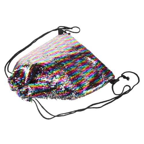 CATIEBYE Pailletten Turnbeutel Mit Kordelzug Stoffbeutel Mit Pailletten Für Einkaufen Und Camping Großer Aufbewahrungsbeutel Mit Doppelter Schultergurte von CATIEBYE