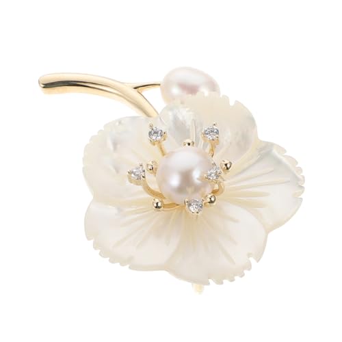 CATIEBYE Perlen Blumenbrosche Gelb Muschel Design Stilvolle Damen Anstecknadel für Muttertag Dekorative Corsage Einzigartiges für Frauen und Freundinnen von CATIEBYE