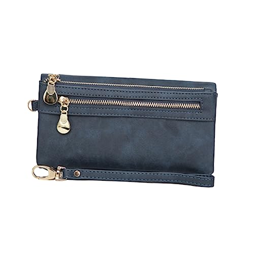 CATIEBYE Pu- Vintage Handtasche Für Damen Multifunktionale Lange Geldbörse Im Retro-Stil Dunkelblau Für Schule Shopping Und Alltag Design Mit Druckverschluss Für Und von CATIEBYE