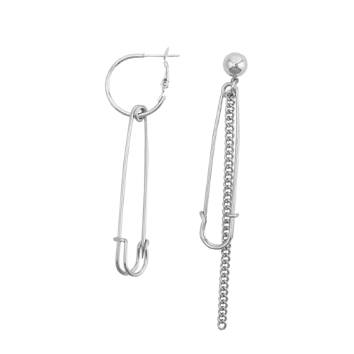 CATIEBYE Punk Stil Ohrhänger mit Silber Nadel Retro Metall Ketten design Kreative Asymmetrische Drop Ohrringe für Damen Modische Ohrringe für Party und Alltag von CATIEBYE