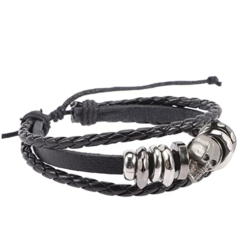 CATIEBYE Punk-armband Gothic Mit Geflochtener Manschette Skelett-handgelenk-kette Lederarmband Für Damen Und Herren Personalisiertes Retro-armband von CATIEBYE