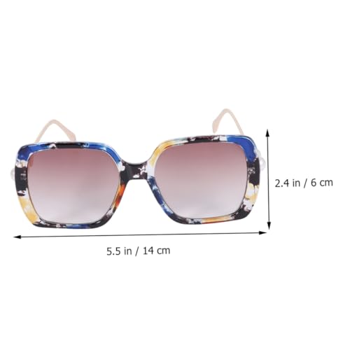 CATIEBYE Quadratische Damen Sonnenbrille mit Blauem Floralrahmen und Tea Color Gläsern Langlebige Kunststoffbrille mit Perlendekor Komfortabler Nasenhalter für Outdoor Sonnenschutz von CATIEBYE