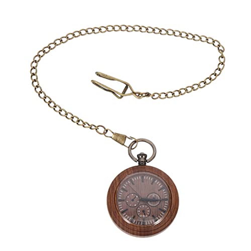 CATIEBYE Holztaschenuhr Mit Kette Antike Taschenuhr Aus Holz Retro Taschenuhr Tragbar Holz Für Herren Mit Kette von CATIEBYE