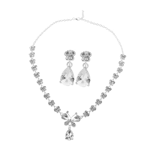 CATIEBYE Schmuckset Damen Teilig Schmetterling Halskette Ohrstecker Strassbesatz Hochzeit Geburtstag Elegant und Auffällig für Festliche Anlässe von CATIEBYE