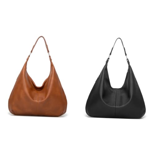 CATIEBYE Schwarze PU Tote Bag Damen Große Kapazität Retro Schultertasche Handtasche Casual Shopper Für Alltag Einkauf von CATIEBYE