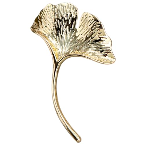 CATIEBYE Silberfarbene Ginkgo Brosche Damen Emaille Anstecknadel Legierung Kleidung Schmuck Modernes Design für Jacken Mäntel Schal Hijab Zubehör von CATIEBYE