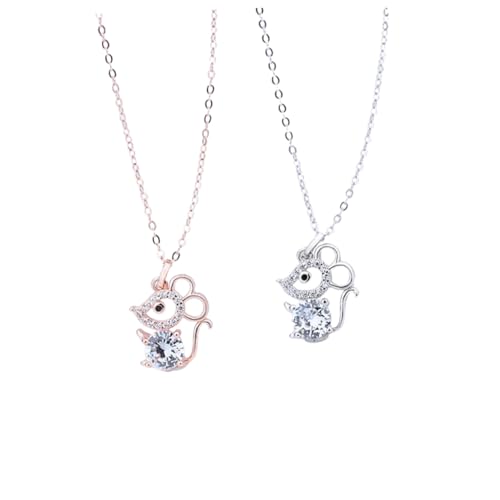 CATIEBYE Silberkette Damen mit Mäuse Anhänger Funkelnde Zirkonia Halskette für Alltag und zu Geburtstag Valentinstag Weihnachten von CATIEBYE