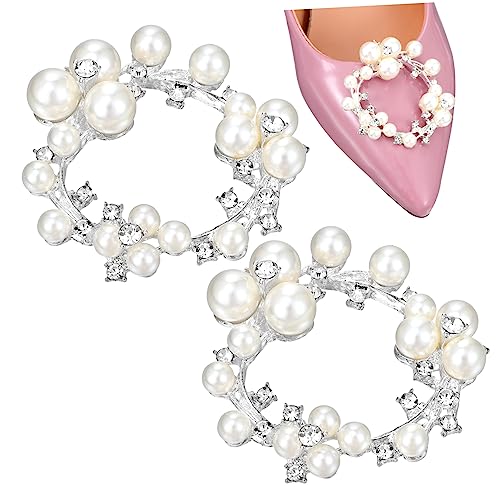 CATIEBYE Silberne Schuhclips mit Perlen Design Dekorative Schuhschließen aus Hochwertigem Metall Damen Schuhdekoration für Pumps und Sneaker Leicht Anzubringen Langlebig und Stilvoll von CATIEBYE