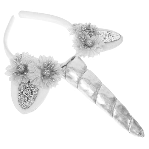 CATIEBYE Einhorn Stirnband für Mädchen Haaraccessoire mit Stoffblumen für Kostümpartys Geburtstagsfeiern und Karneval von CATIEBYE