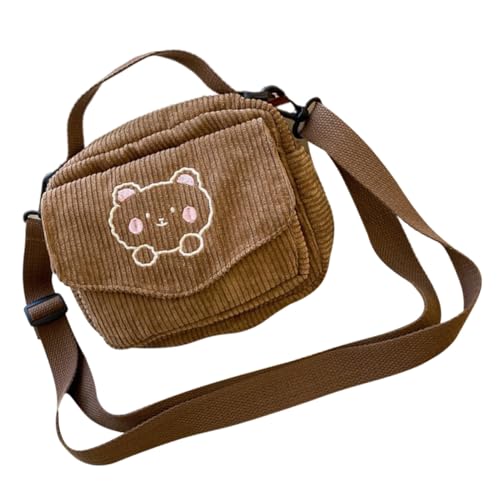 CATIEBYE Stylische Damen Umhängetasche mit Süßem Bären Stickmotiv Weiche Single Shoulder Messenger Bag Modische Crossbody Tasche für Teenager und Frauen Perfektes für Freundin und Familie von CATIEBYE