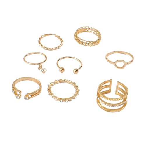 CATIEBYE Teiliges Damen Ring Schmuckset Verstellbare Offene Fingerringe mit Modischen Strasssteinen Langlebige für Alltag Party und zu Geburtstag und von CATIEBYE