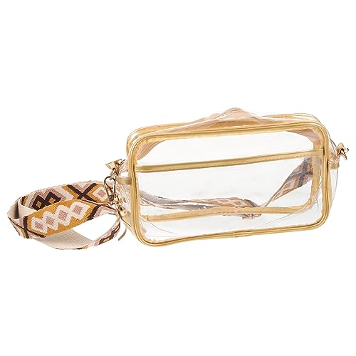 CATIEBYE Transparente PVC Kulturtasche Damen Umhängetasche Großes Fassungsvermögen Tragbare Kosmetiktasche Reise Make Up Tasche mit Verstellbarem Schulterriemen Alltag Urlaub von CATIEBYE