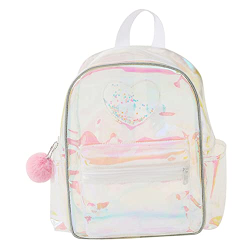 CATIEBYE Transparenter Rucksack Für Damen Durchsichtige Tasche Mit Herzmustern Kleiner Rucksack Für Konzerte Und Stadien Leicht Zu Reinigen Sichtbarer Für Alltagsgegenstände von CATIEBYE