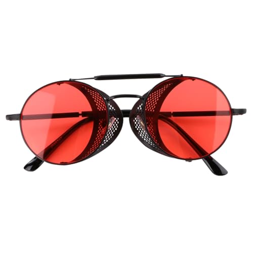 CATIEBYE Unisex Sonnenbrille Punk Stil Sportbrille mit Robustem Rahmen und Roten Gläsern für Radfahrer und Outdoor Aktivitäten Modisch und Langlebig Geeignet für Damen und Herren von CATIEBYE