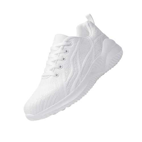 CATIEBYE Unisex Sportschuhe Mesh Lauf und Freizeitschuhe rutschfest Atmungsaktiv Leicht für Damen und Herren Bequeme Portable Sportschuhe Weiß von CATIEBYE