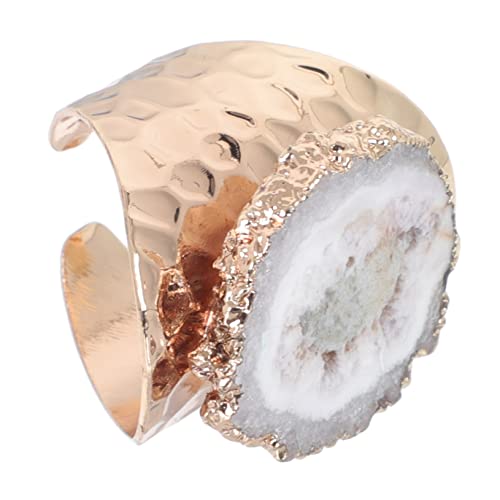 CATIEBYE Vergoldeter Unregelmäßiger Finger Ring Damen Schmuck Party Dekorativer Hand Schmuck Weißes von CATIEBYE