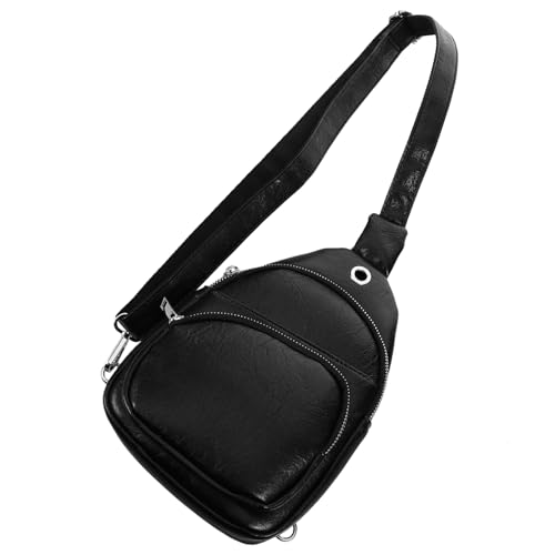 CATIEBYE Verstellbare PU Brusttasche Herren Crossbody Bag Leichte Umhängetasche für Reisen Alltag Shopping mit Reißverschluss Sicher und Strapazierfähig von CATIEBYE