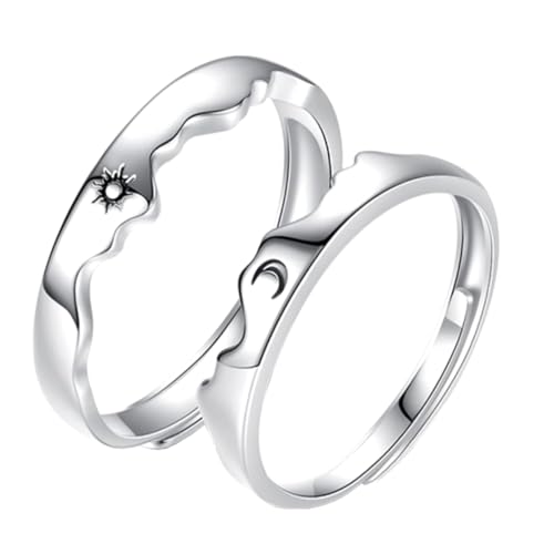 CATIEBYE Verstellbarer und Mondring Schmuck Offener Unisex Ring für zum Valentinstag Jahrestag von CATIEBYE