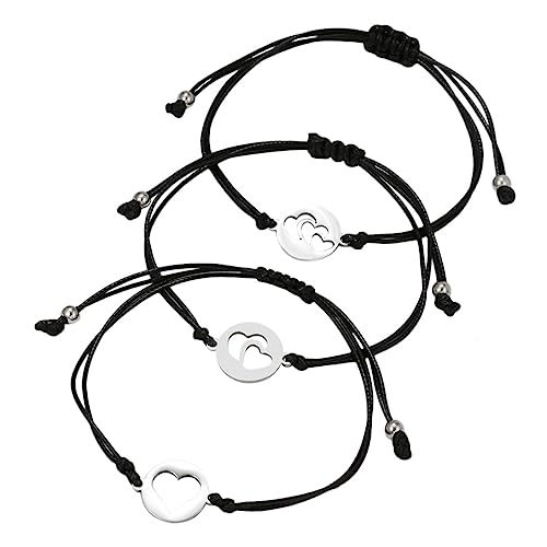 CATIEBYE Verstellbares Herz Armband Mutter Tochter Schmuck Geflochtenes Woven Charm Bracelet Freundschaftsarmband für Muttertag Valentinstag von CATIEBYE