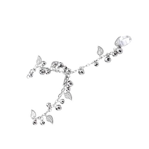 CATIEBYE Vintage Glockenarmband und Ring Integrierter Ethno Stil Armreif mit Fransen Langlebiges Legierungs Schmuckgeschenk für Halloween Partys und Besondere Anlässe von CATIEBYE