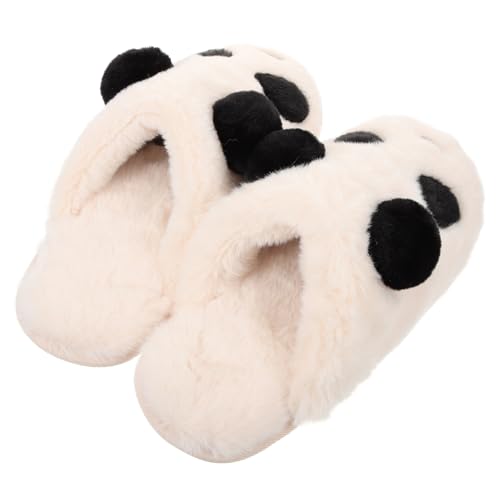 CATIEBYE Warme Plüsch Hausschuhe Damen Weiche Kuschelige Panda Slipper Rutschfest Atmungsaktiv für Herbst und Winter Bequeme Indoor Schuhe Niedliche Cartoon Tierpantoffeln von CATIEBYE